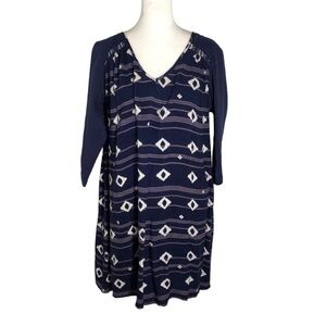 Roxy aztec print Dakota 1/2 sleeve shift dress Sz Medium